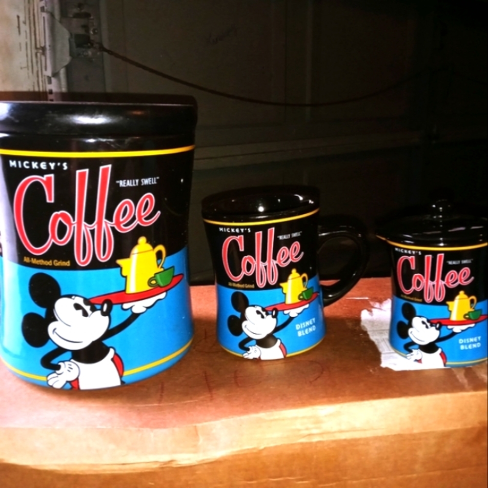 Disney's Mickey Mouse themed "Really Swell" coffee set,  vintage.